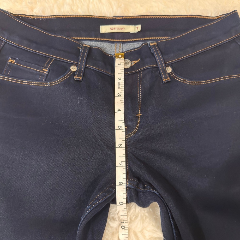 Levis 524 Skinny Jeans Womens 7 Dark Indigo Blue Low Rise Denim Pants - Picture 8 of 8